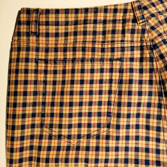 LIZ CLAIBORNE Pants sz 12P Tan/Navy Plaid Coastal Preppy 5 pocket style EUC - Picture 9 of 10